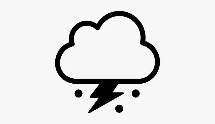 Storm Cloud Symbol With Lightning Bolt And Hail Vector - Cloudy Symbol, transparent png download
