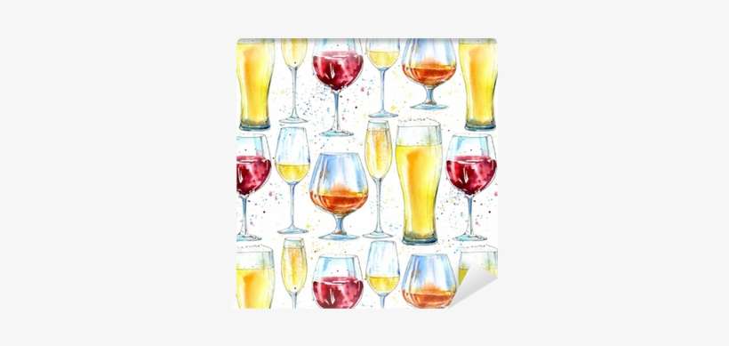 Seamless Pattern Of A Champagne,cognac, Wine, Beer - Alcoholic Drink, transparent png download