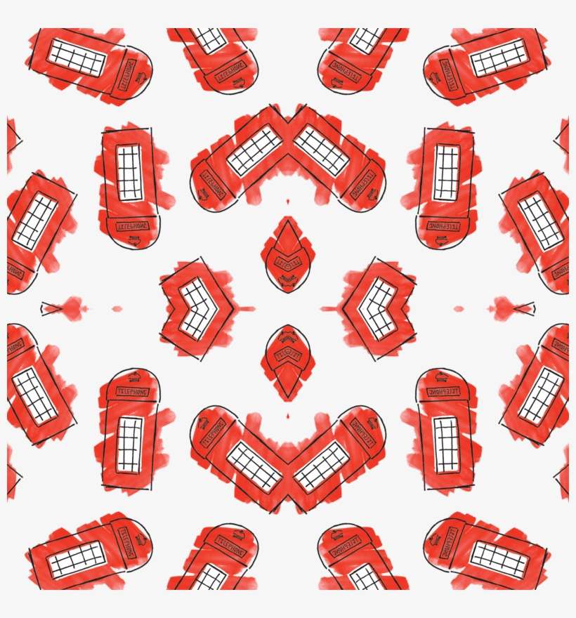 London Telephone Box Watercolor Large Fabric, transparent png download