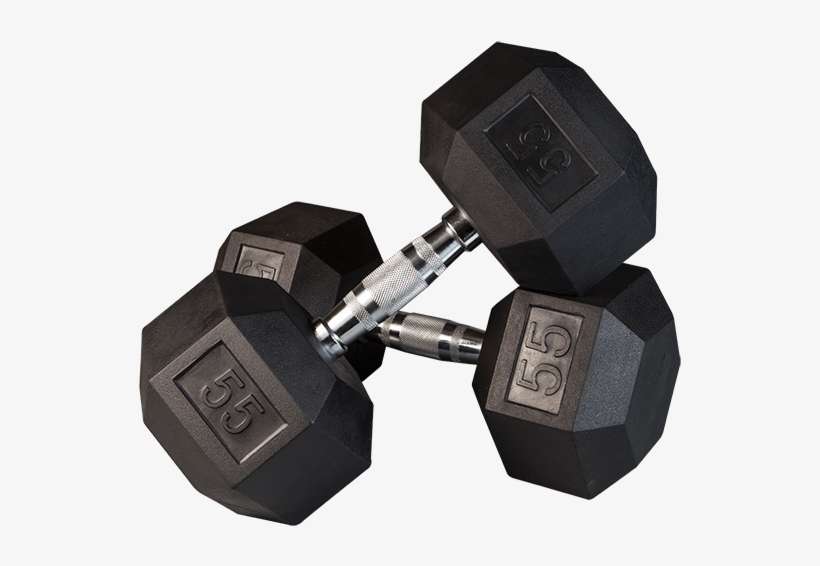 Dumbbells Png - Body Solid 55lb Rubber Coated Hex Dumbbell, transparent png download
