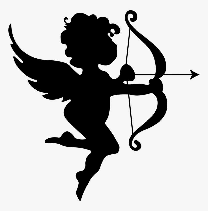 Cupid Silhouette Love Heart Drawing - Silhouette Cupid, transparent png download