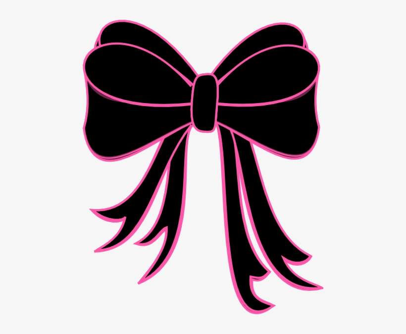 Black Bow Clip Art At Clker - Black And Pink Bow, transparent png download