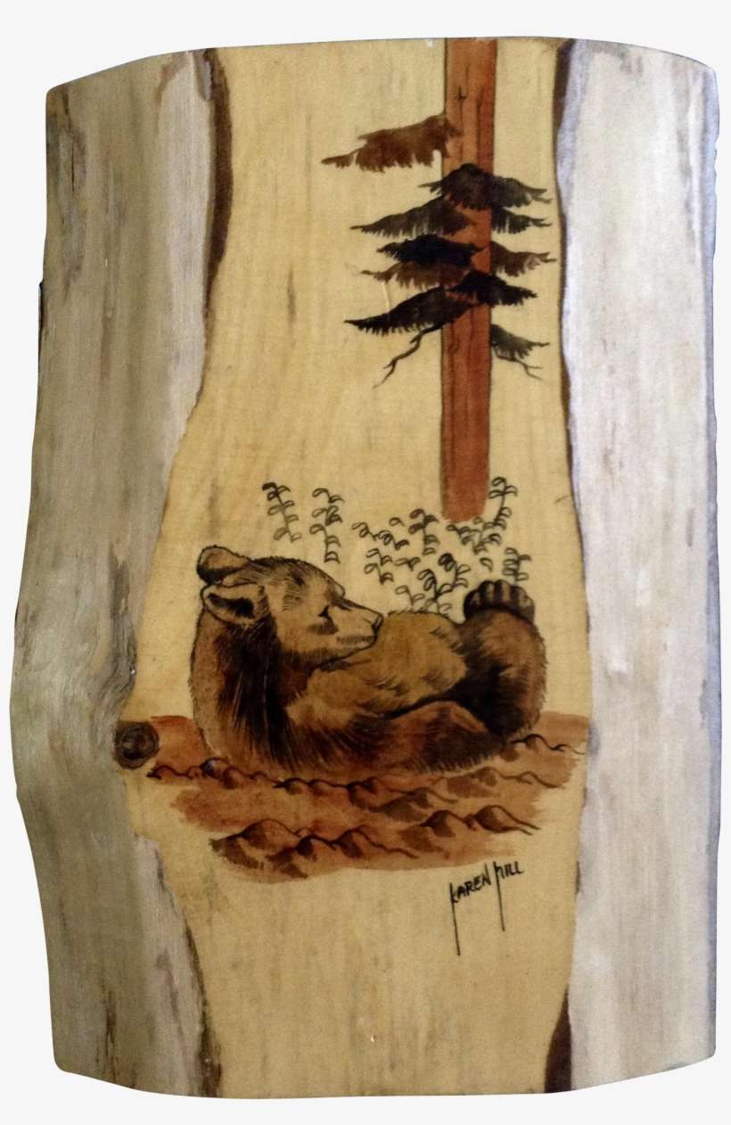 Karen Hill Watercolor Painting On Wood Plank Bear In - Watercolor Painting, transparent png download