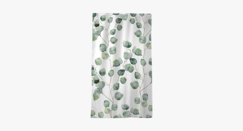 Watercolor Green Floral Seamless Pattern With Eucalyptus - Lunch Napkins Aquarell Leaves, transparent png download