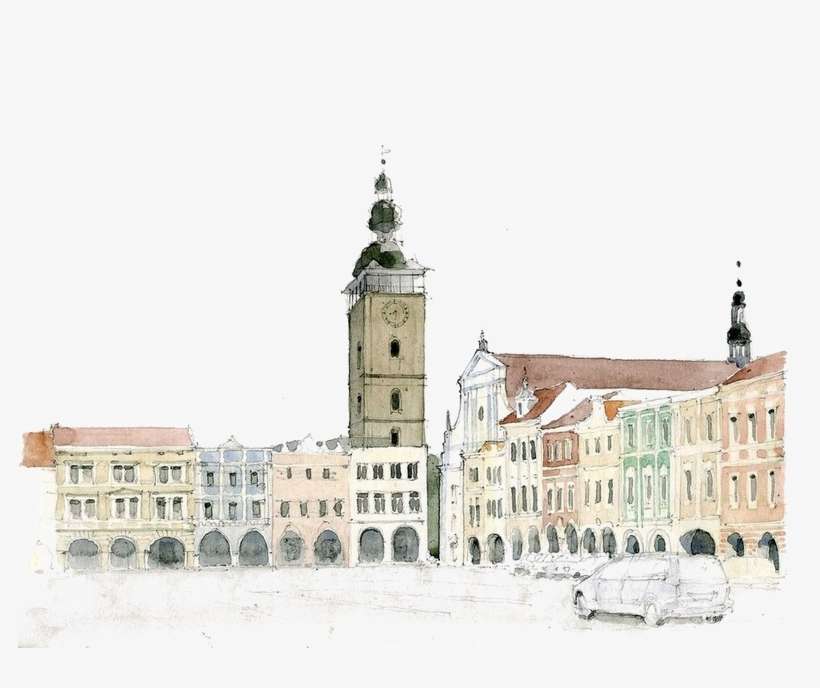 Banner Transparent Stock Drawing Building Watercolor - Architecture, transparent png download