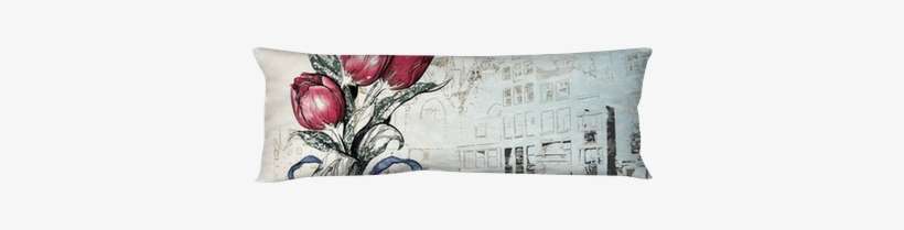 Vintage Illustration Of Amsterdam Street And Tulips - Amsterdam, transparent png download