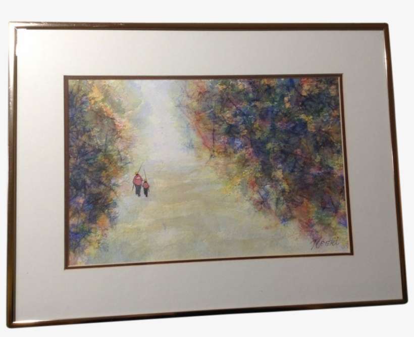 Negri, Father And Son Fishing, Original Works On Paper - Watercolor Painting, transparent png download