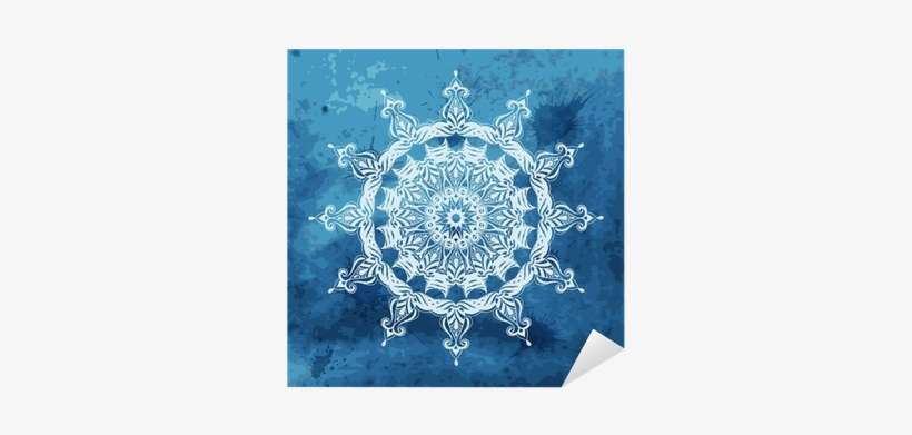 Vector White Snowflake On Watercolor Blue Background - Watercolor Painting, transparent png download
