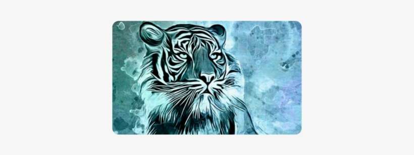Watercolor Tiger Doormat 30"x18" - Watercolor Painting, transparent png download
