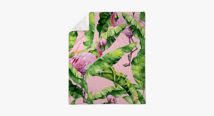 Banana Palm Leaves Seamless Watercolor Illustration - Dense Jungle Round Mouse Pad Customized Non Slip Rubber, transparent png download