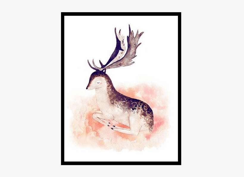 Petite Bello Room Decor Cm No Frame / Deer Modern Watercolor - Painting, transparent png download