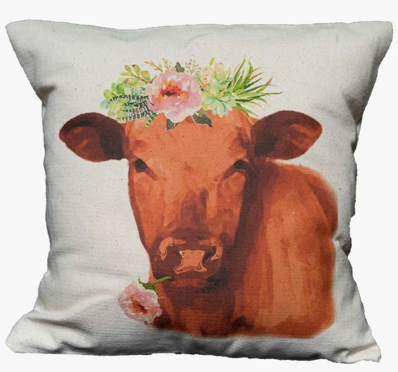 Red Angus Watercolor Floral Cow - Red Angus Cow, transparent png download