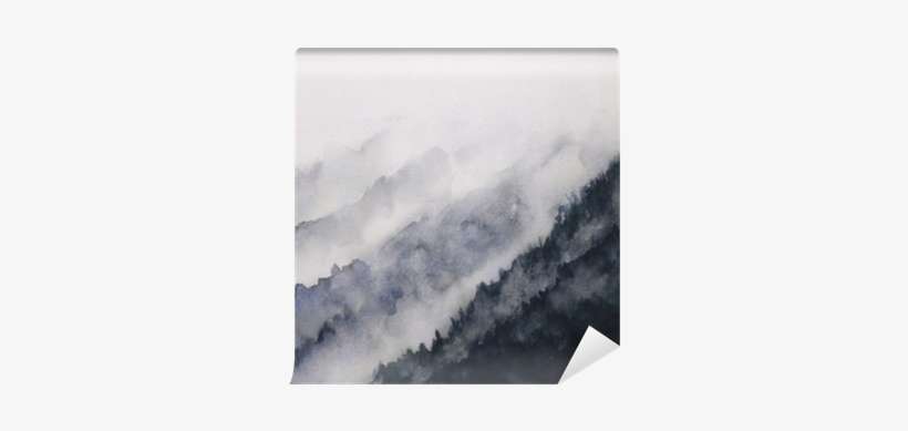 Watercolor Landscape Mountain Fog Asian Art Styles - Watercolor Painting, transparent png download