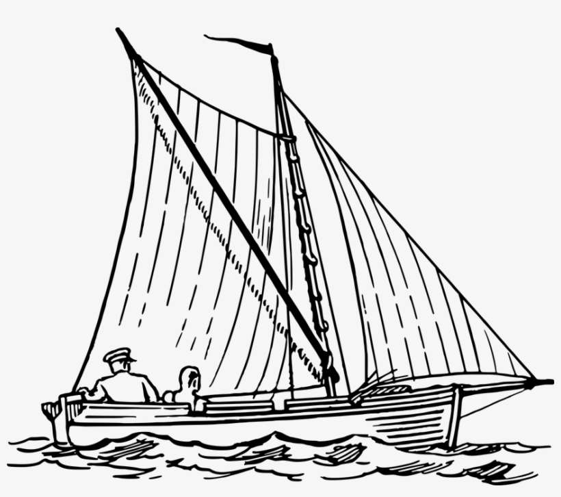 Drawn Sailing Sea Boat - Sail A Boat Drawing, transparent png download