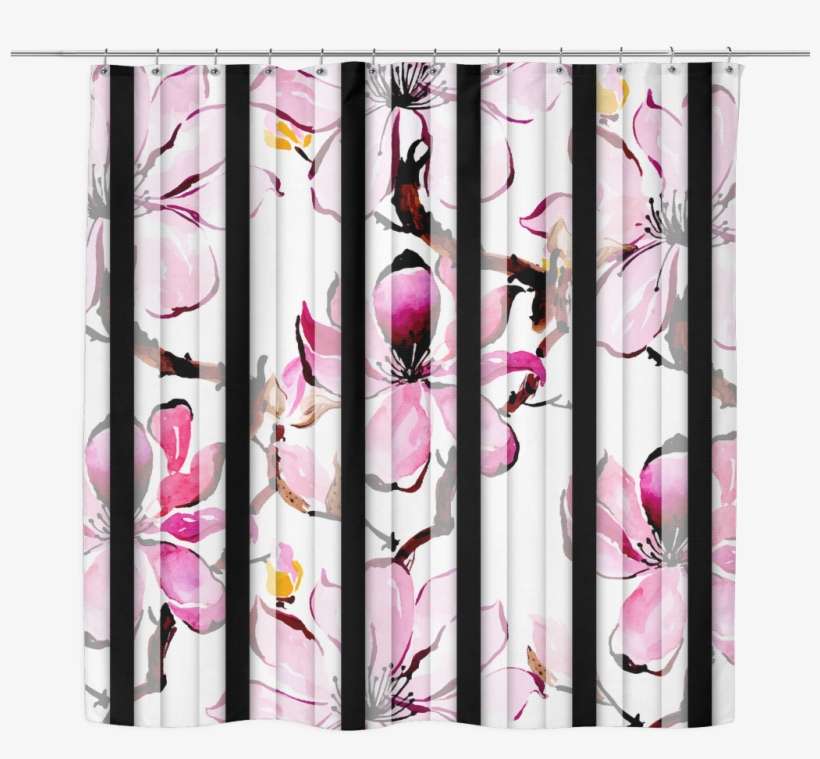 Watercolor Spring Floral Shower Curtain - Curtain, transparent png download