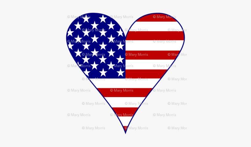 Usa Flag Heart Funky Blue With Border - Lithuania, transparent png download