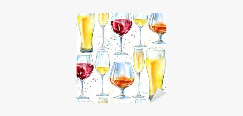 Seamless Pattern Of A Champagne,cognac, Wine, Beer - Glass Of Cognac Illustration, transparent png download