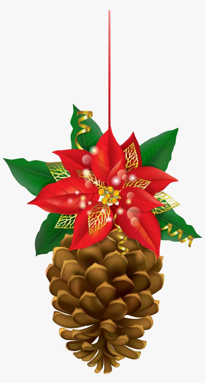 Christmas With Poinsettia Png Image Gallery View - Christmas Pinecone Clipart Transparent, transparent png download