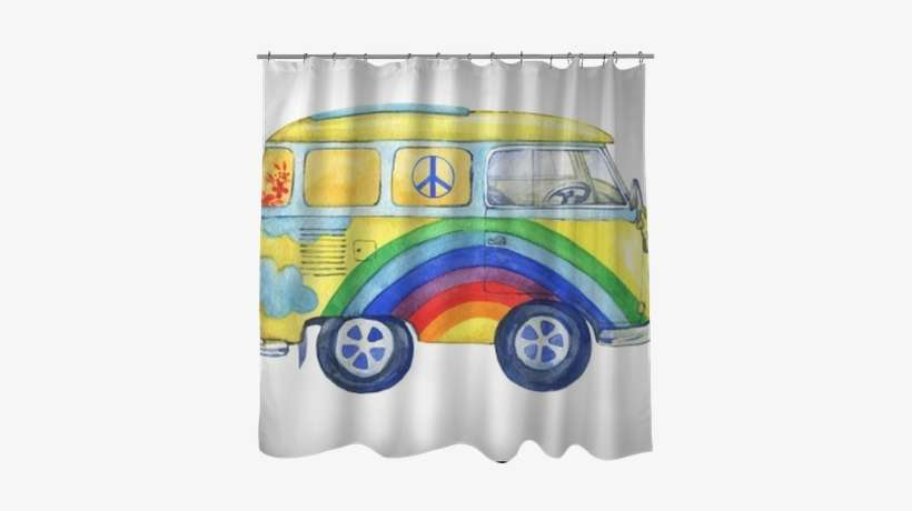 Old-fashioned Yellow Hippie Сamper Bus, Painted In - Drawing, transparent png download
