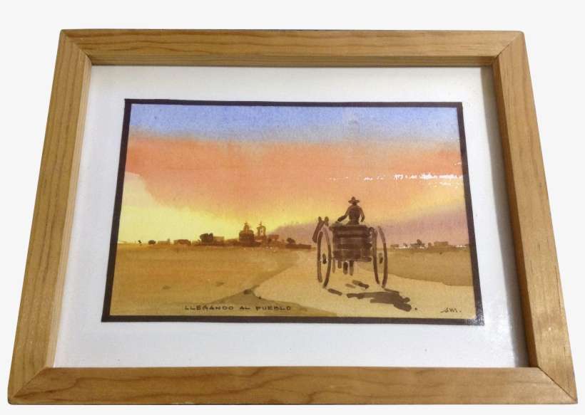 Llegando Al Pueblo, Coming To Town Watercolor Painting - Picture Frame, transparent png download