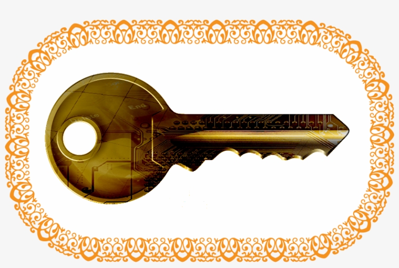 Golden Key Graphic With Border - Graphics, transparent png download