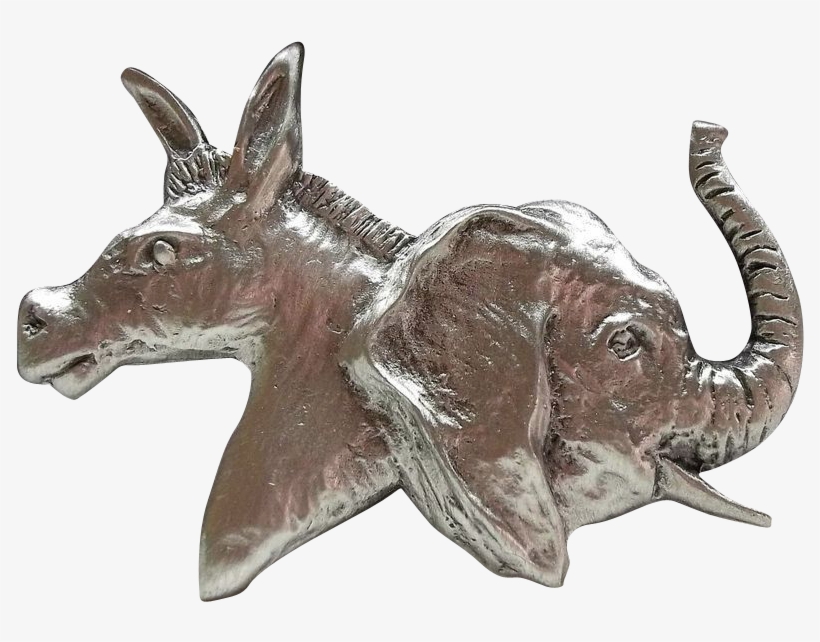 Jj Political Donkey Elephant Pin Brooch Democrat Republican - Indian Elephant, transparent png download