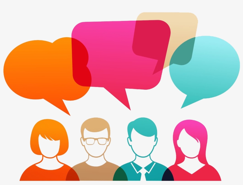 Speech Bubbles Different Colours W People Conversation - Speech Bubbles With People, transparent png download