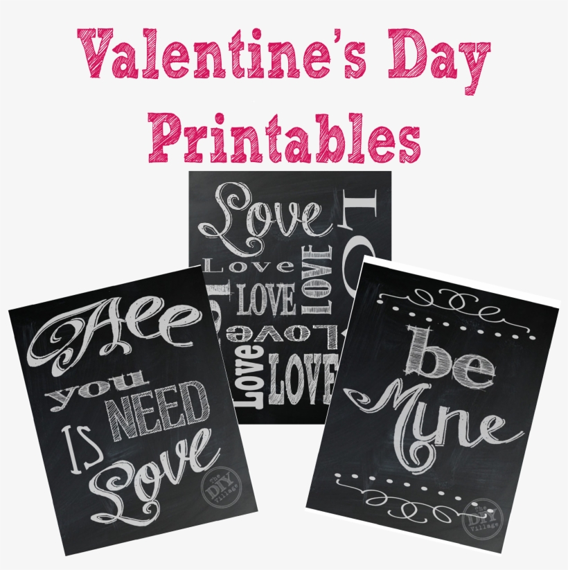 Cute Chalkboard Valentine's Day Printables - Valentine's Day, transparent png download