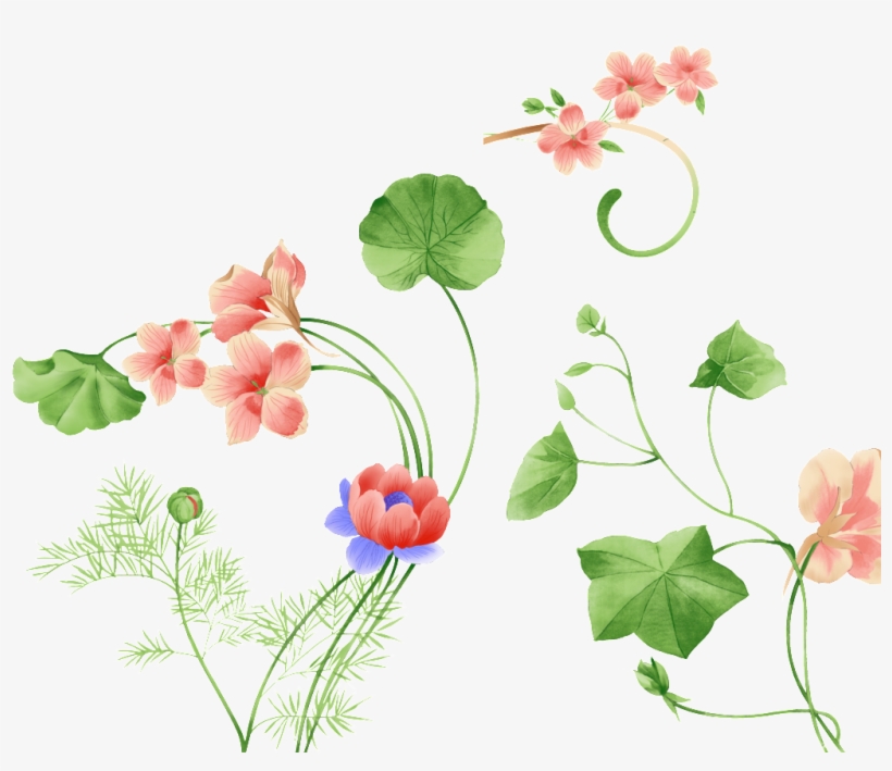 Este Gráficos É Png De Plantas Sobre Flores E No Ramo - Cute All Flowers Cartoon, transparent png download