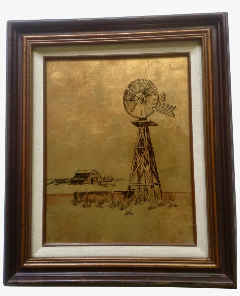 Lorna Cruse Windmill At The Water Well On Rural Ranch, - Picture Frame, transparent png download