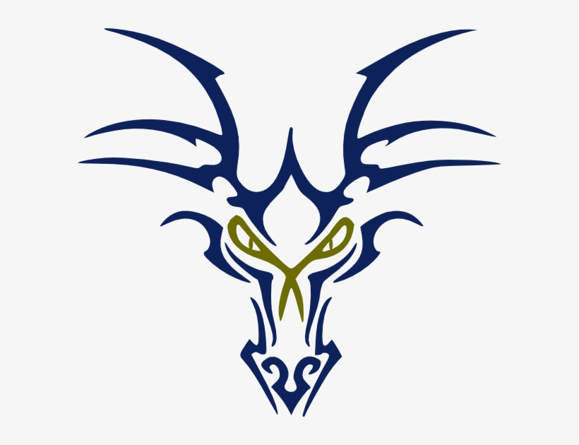 Blue Dragon Head Clip Art - Tribal Dragon Head, transparent png download