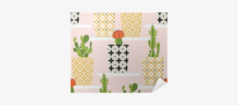Vector Pattern With Cacti - Drawing, transparent png download