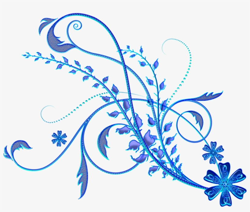 Floral Ornament Png - Blue Ornaments Png, transparent png download