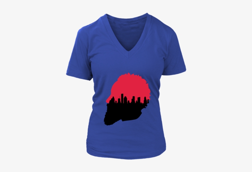 Harden Silhouette Houston Skyline Women's Shirt - Iceman (ladies) - District Womens V-neck / Royal Blue, transparent png download