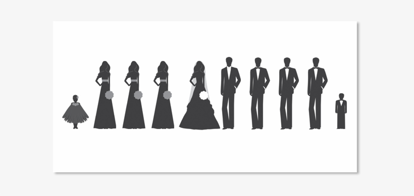 Wedding Party Silhouette Png - Wedding Line Up With Maid Of Honor, transparent png download