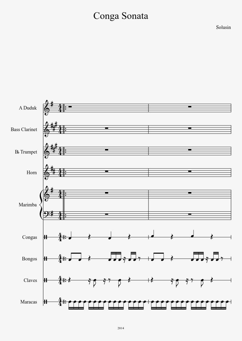 Conga Sonata Sheet Music Composed By Solusin 1 Of 18 - Gonna Fly Now Tenor Sax, transparent png download