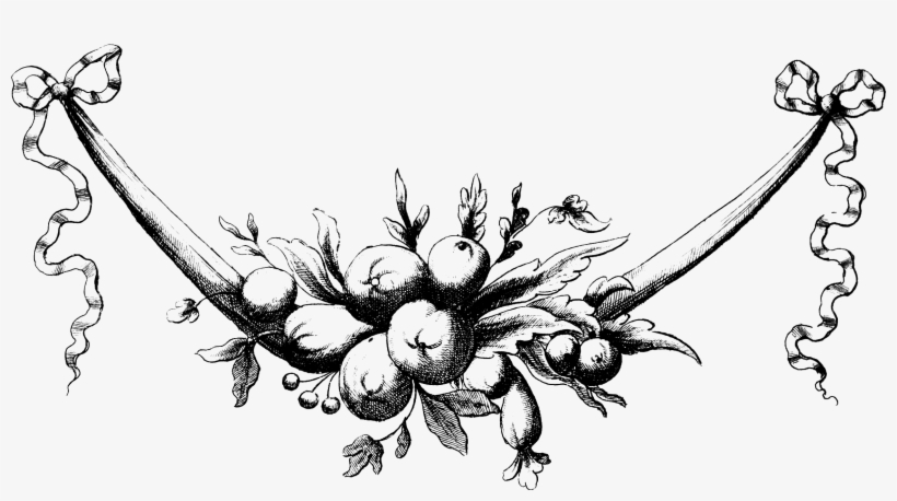 Jpeg Download - Vintage Illustration Floral Swag, transparent png download
