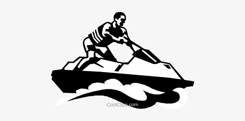 Man On A Jet Ski Royalty Free Vector Clip Art Illustration - Jet Ski Clip Art Black And White, transparent png download