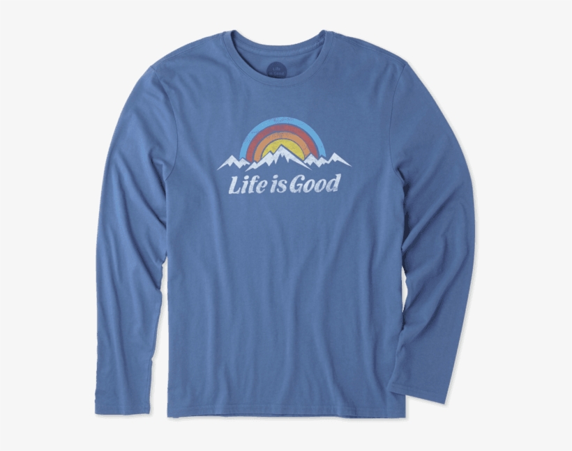 Men's Snowy Mountains Long Sleeve Smooth Tee - Life Is Good, transparent png download