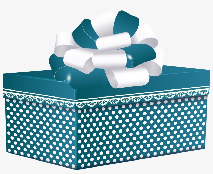 Blue Dotted Gift Box Png Clipart - Teal Gift Box Vector Png, transparent png download