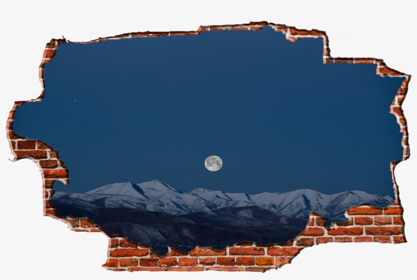 Zapwalls Decals Full Moon Snowy Mountain Breaking Wall - Chicago Walls Full Moon Snowy Mountain Nature Wall, transparent png download