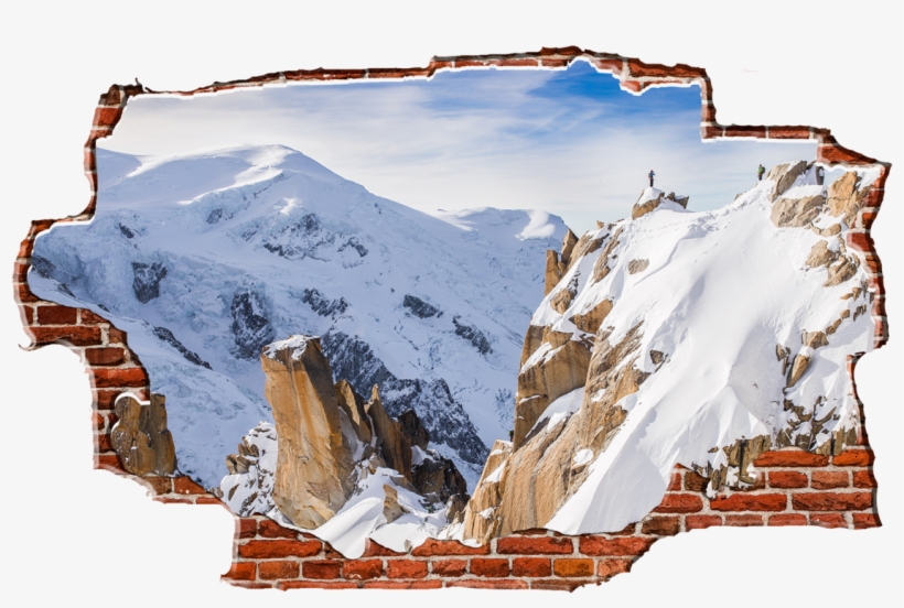 Zapwalls Decals Snow Mountain Climbers Breaking Wall - Snow Mountain Climbers Black & White Nature Photography, transparent png download