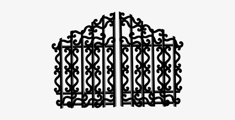 Fence Door Barricade Entrance Gate Iron Po - Gate Clipart Png Black And White, transparent png download
