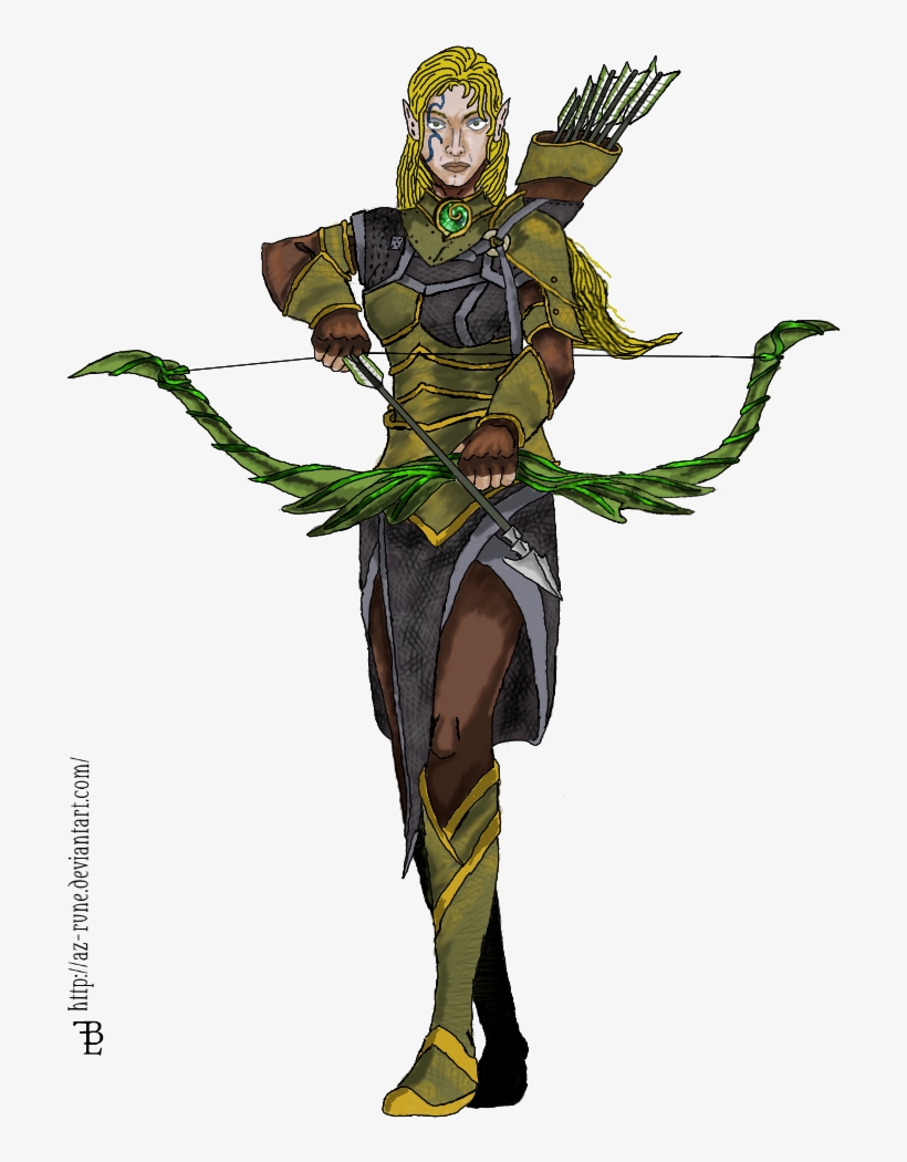 With Enchanted Bow By Az Rune On - Elf Archer Transparent, transparent png download