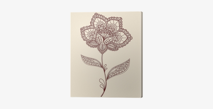 Lace Henna Flower Doodle Vector Illustration Canvas - Cover Up Tattoos Lace Flowers, transparent png download
