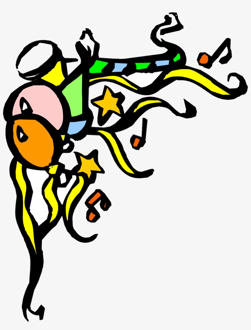 Picture Black And White Clipart Balloons And Confetti - Balloons Transparent In Corner, transparent png download