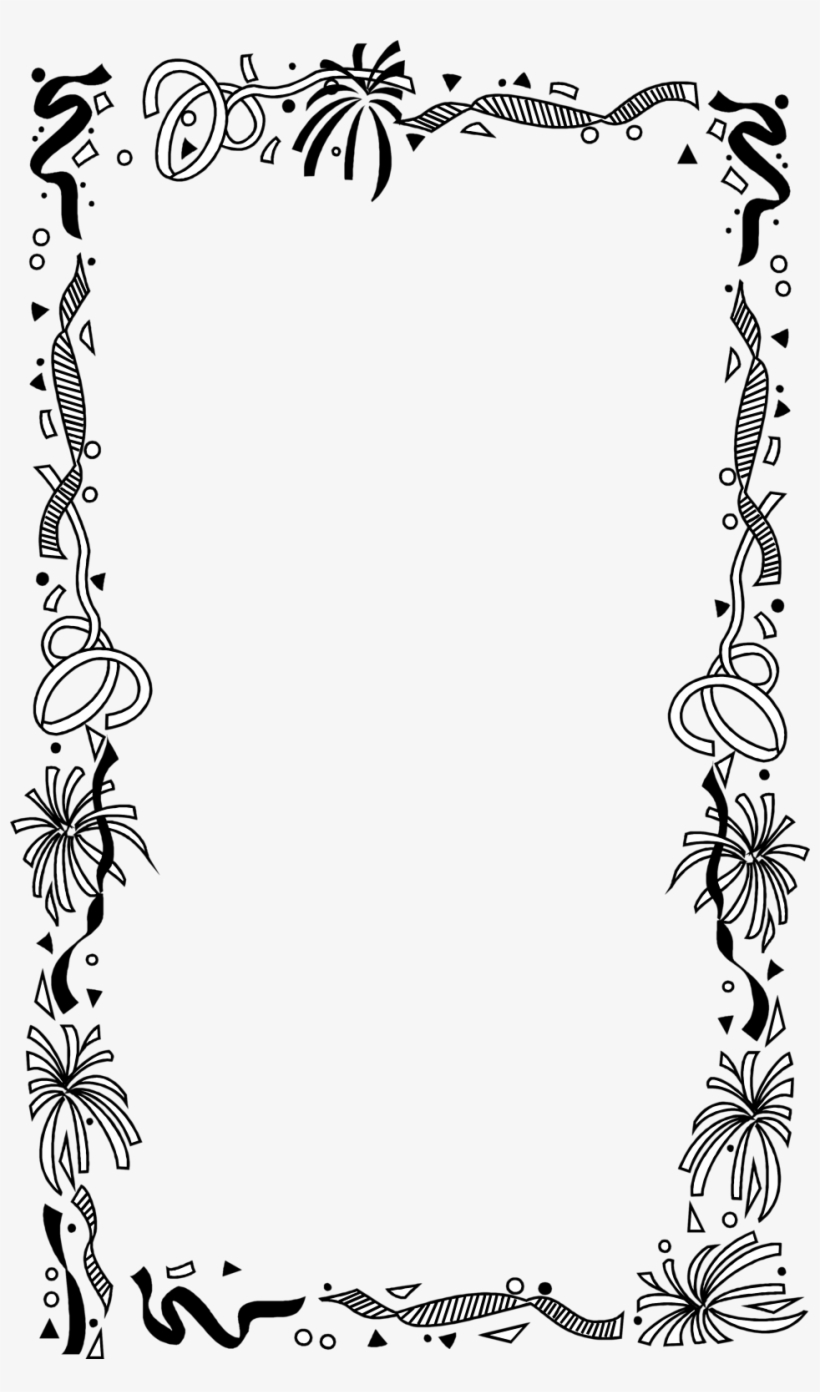 Download Confetti Border Clip Art Black And White Birthday Border
