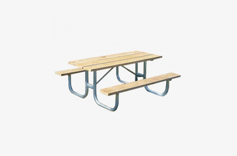 James Picnic Table With Wood Plank Top And Benches - Picnic Table With Metal Legs, transparent png download