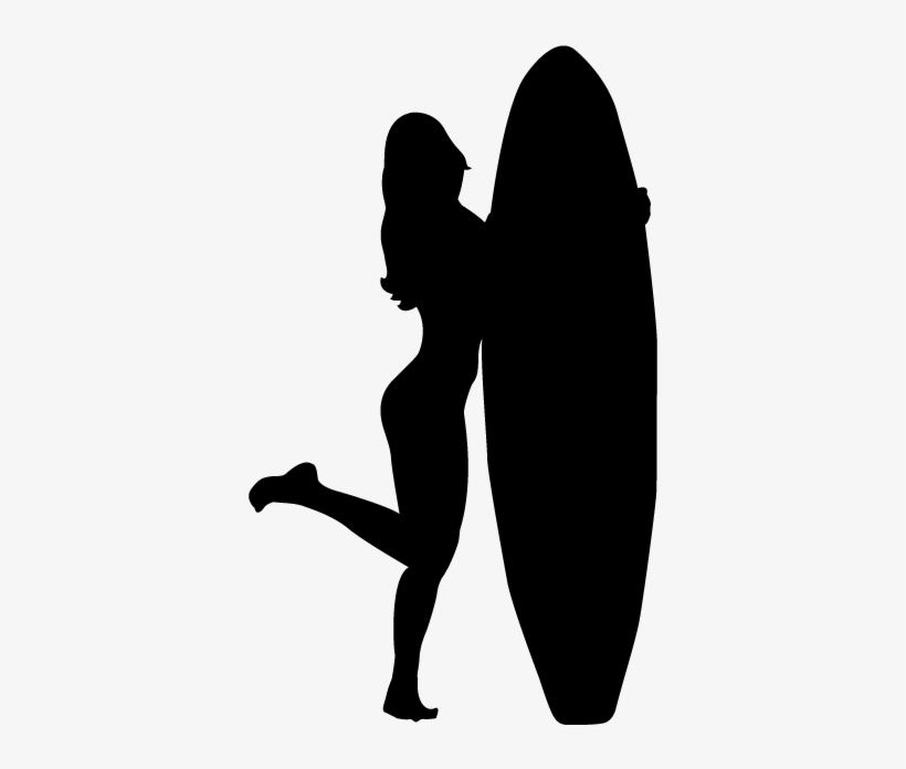 Surfer Girl Silhouette At Getdrawings - Silhueta De Surfista, transparent png download