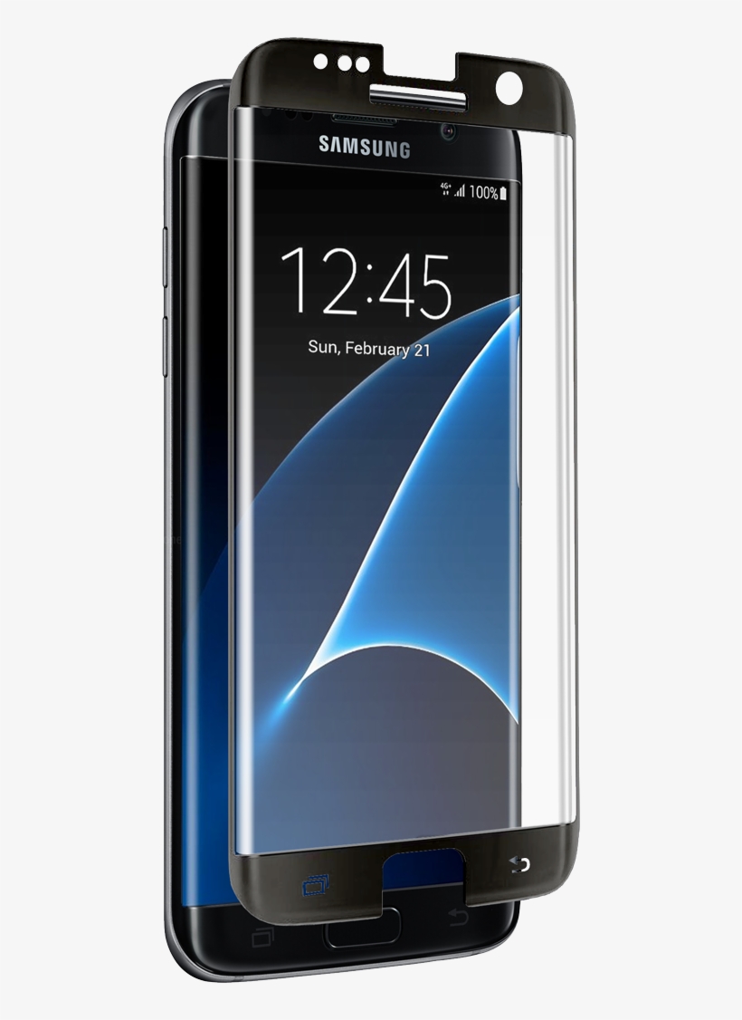 Samsung Galaxy S 7 Edge Curved Black Tempered Glass - Case Friendly S7 Edge Tempered Glass, transparent png download